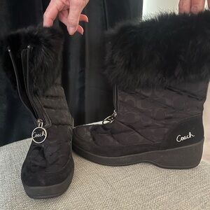 Coach black fur trim snow boots